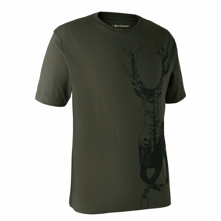 Herre Deerhunter | T-Shirt Med Hjort Bark Green