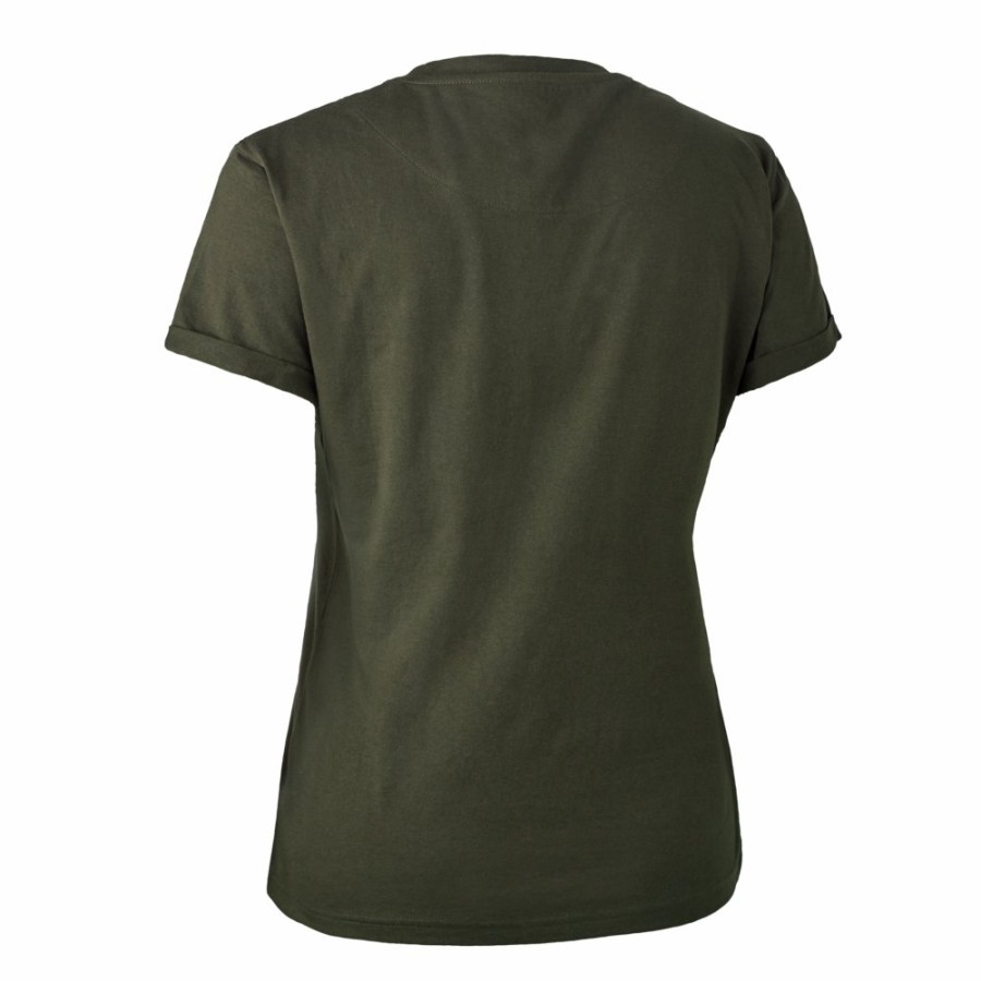 Damer Deerhunter | Lady T-Shirt Med Skjold Bark Green